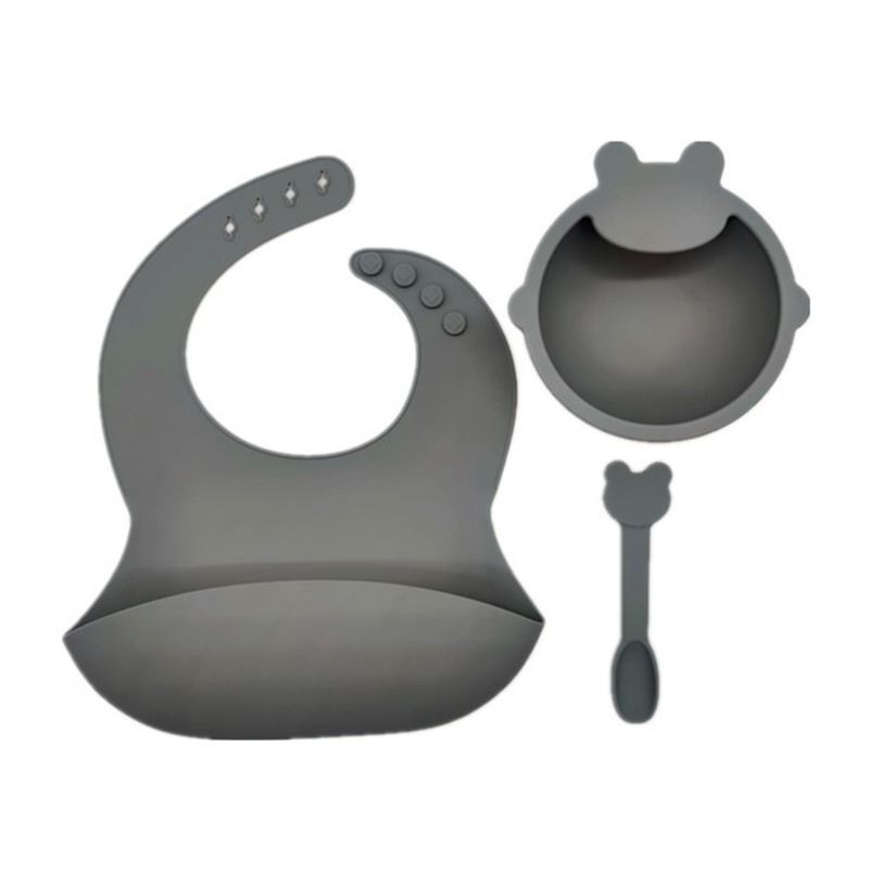 Bộ 3 dụng cụ ăn dặm bằng silicon kèm muỗng dành cho bé sơ sinh