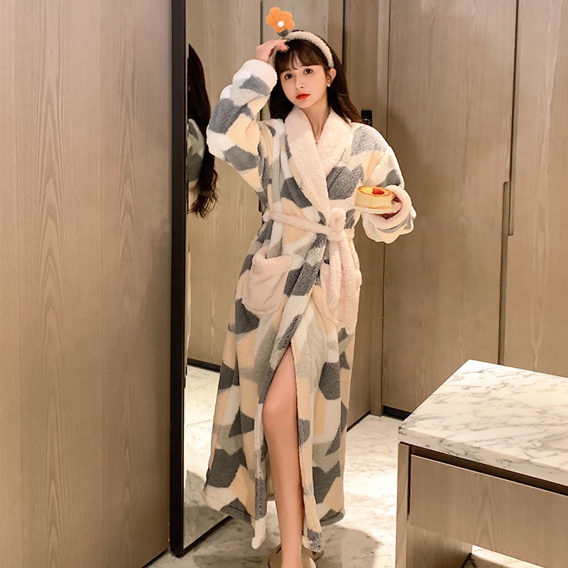 [J & N] Áo Choàng Ngủ Dài Bằng Vải Lông Cừu San Hô Dày Dặn Dễ Thương Thời Trang Mùa Đông Cho Nữ Vào Mùa Đông 2021 Nightg | BigBuy360 - bigbuy360.vn