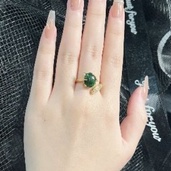 Nhẫn Hồ Ly Gold10k Đá Oval Sơn Thuỷ ☯ Nhẫn Đá Phong Thuỷ ☯ Cải Vận Tình Duyên May Mắn