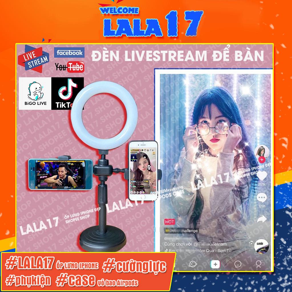 Đèn Livestream Để Bàn 3 Chế Độ Sáng Kẹp 2 Điện Thoại Có Đèn Hỗ Trợ, Quay Tiktok, Make Up, selfie