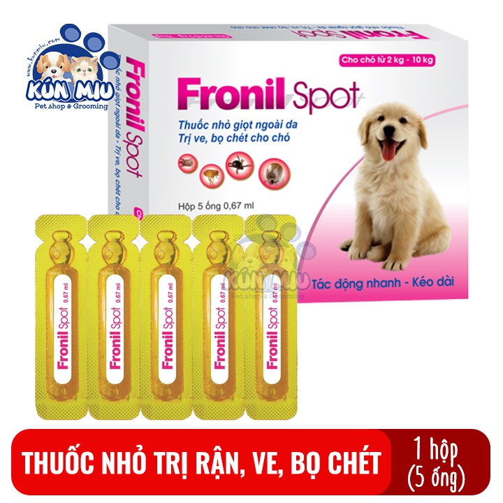 Dung dịch nhỏ sống lưng trị ve ghẻ, bọ chét chó Fronil spot