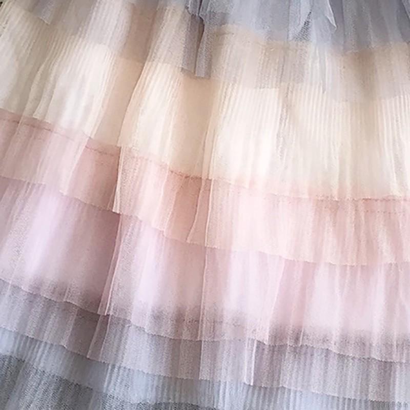 Chân váy xòe màu cầu vồng dễ thương cho bé gái