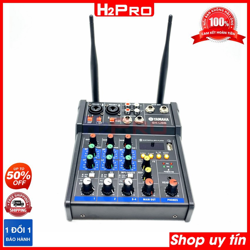 Mixer karaoke Yamaha G4-USB Bluetooth H2Pro chính hãng, mixer karaoke bluetooth cao cấp giá rẻ (tặng 2 micro karaoke)