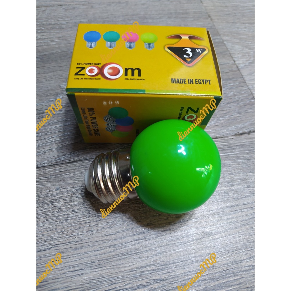 Bóng banh led 3w màu lá đuôi E27