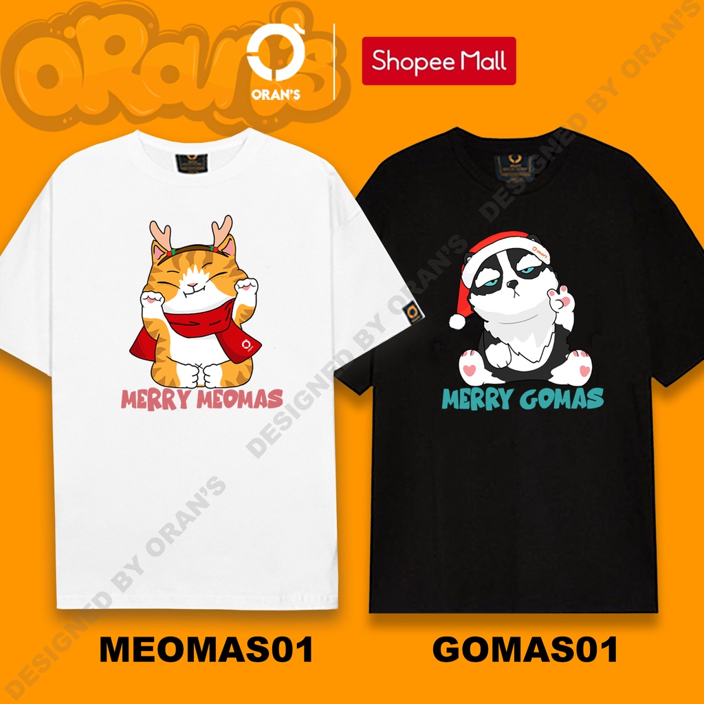 Áo Thun Giáng Sinh ORANS in hình chó husky và mèo Noel chất COTTON 4C cao cấp FULLBOX - ORAN'S TEE CHRISTMAS