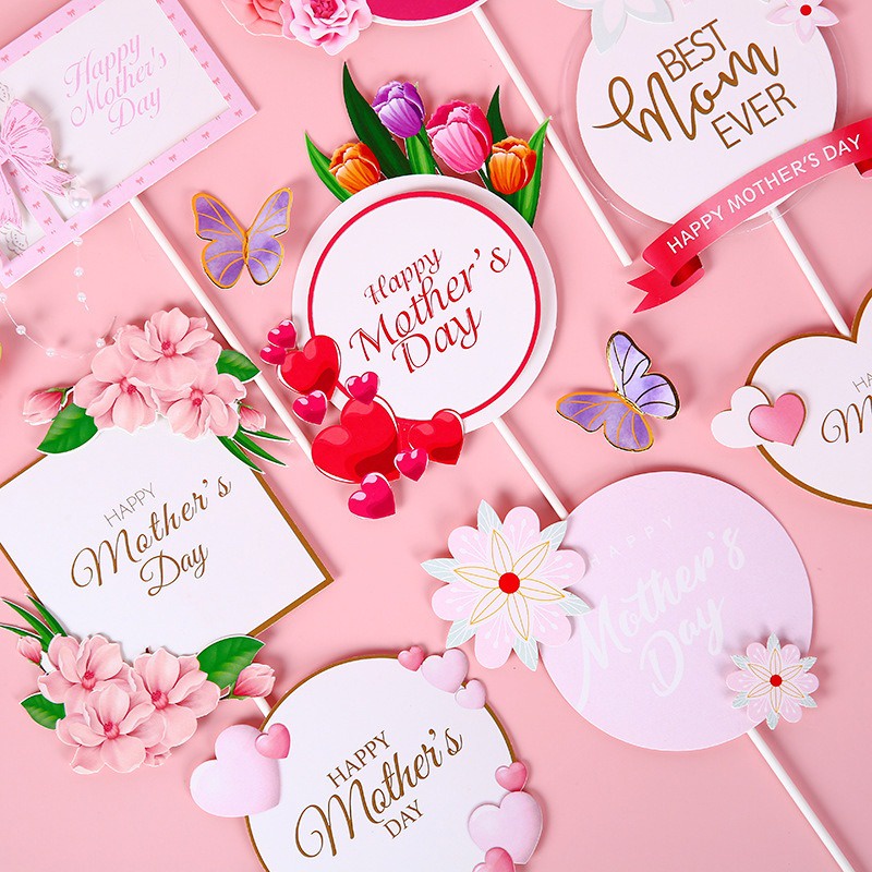 Que Cắm Trang Trí Bánh Chữ Happy Mothers Day Xinh Xắn