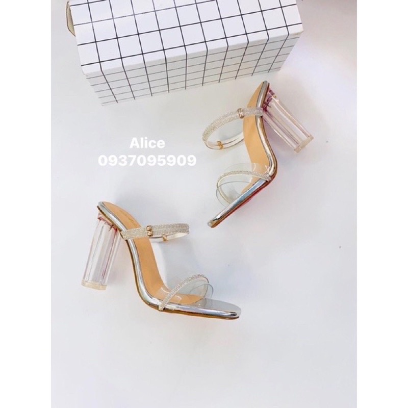 ( Hình Thật ) Sandal Cao Gót Trụ Trong Phối Xoàn 10P - Hàng VNXK Cao Cấp - Full Size 34-40