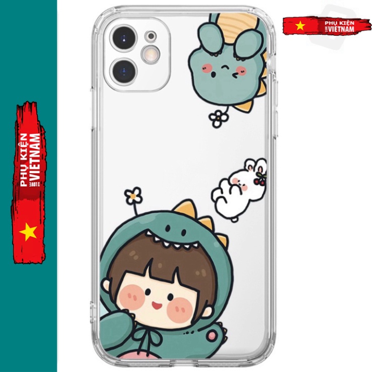 Ốp lưng iphone 6, 6s plus, 7 8 Plus, X, XS, XR, XSMAX, 11 , 12, 13 PROMAX suốt trong quãng BÉ GÁI khủng long thời tiền s