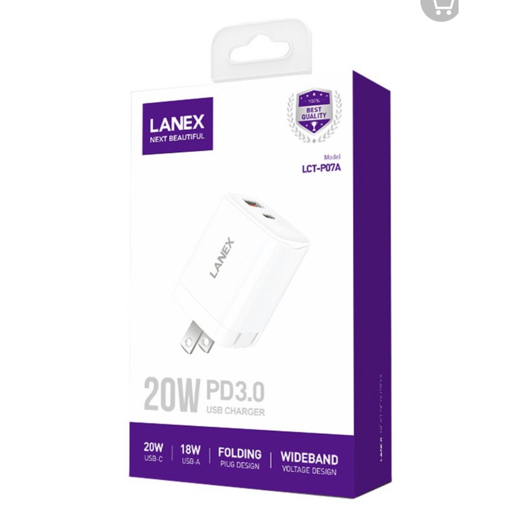 Cốc sạc nhanh Lanex LCT - P07A 3.0A 20W, nhựa PC, tương thích nhiều thiết bị