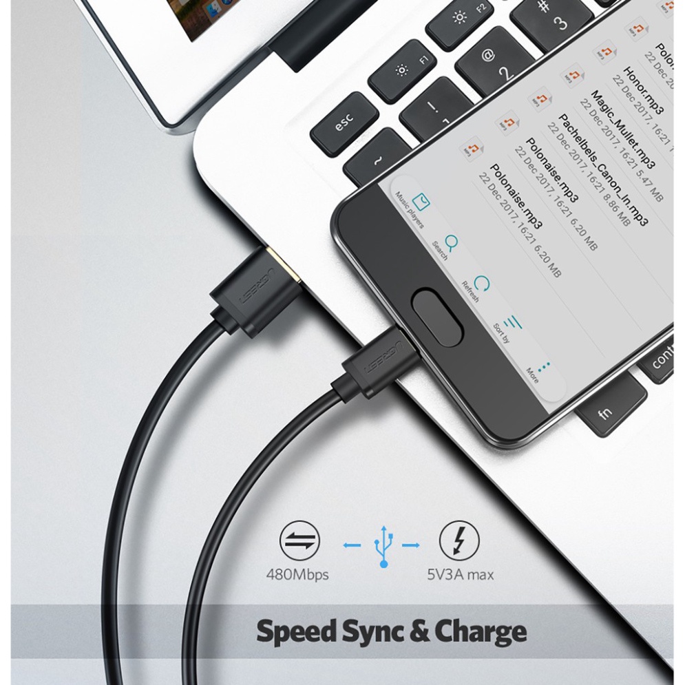 Cáp Sạc Nhanh USB Type-C Cao Cấp UGREEN US287- BH 18T Chính Hãng