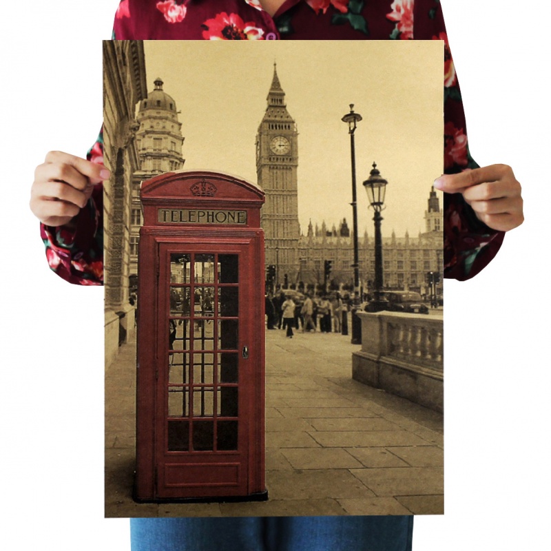 Poster London hình booth London trang trí quán cà phê/điện thoại