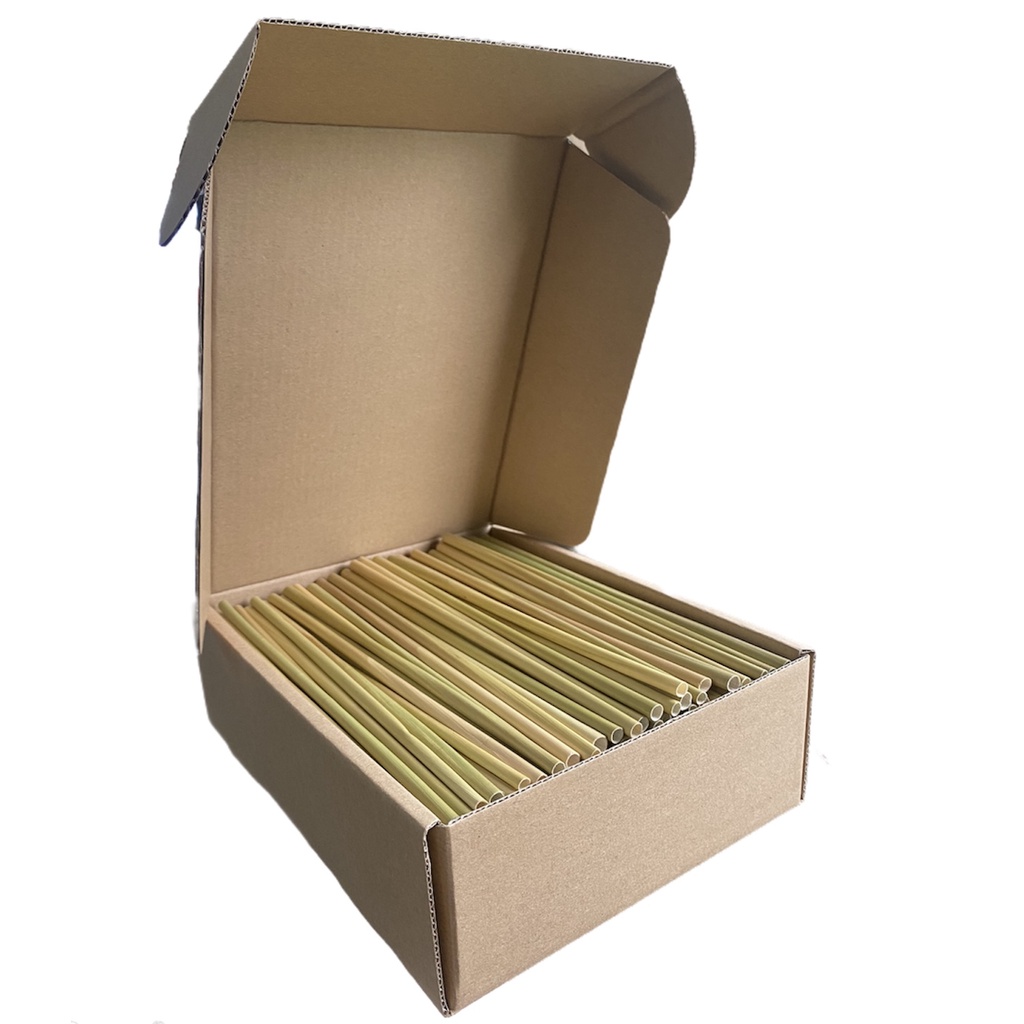 Hộp 300 ống hút cỏ bàng coffee 20cm   MIỀN TÂY XANH - Chứng nhận ISO 22000-HACCP-OCOP