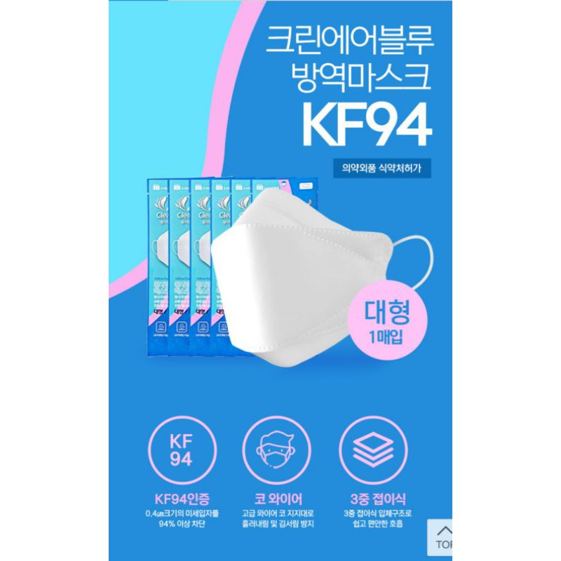 Lẻ 1 Chiếc Khẩu Trang Hàn Quốc 4 lớp Lọc Đến 94% Bụi Mịn KF94 MASK