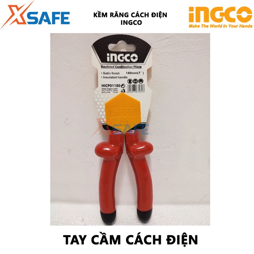 Kìm răng cách điện INGCO 2 kích thước 7&quot;/8&quot; Tay cầm bọc nhựa chuyên dụng và cách điện 1000V - [XSAFE]