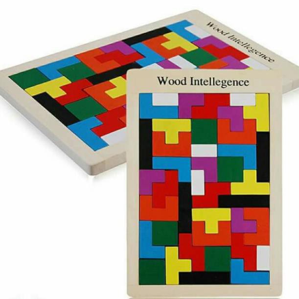 Bộ Xếp Gạch Wood Intelligence Phát Triển Tư Duy - Xếp hình Tetris Sáng Tạo - Thư Viện Đồ Chơi