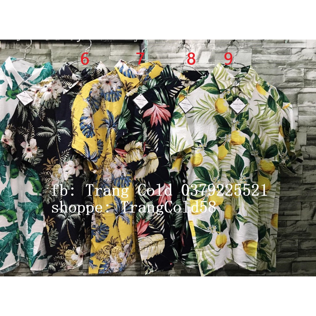 Áo sơ mi nam, nữ hoa lá đi chơi đi biển ( ẢNH THẬT SHOP TỰ CHỤP)  ྇