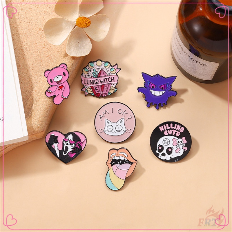 ★ Ghim Cài Áo Hình Phù Thủy / La Hét / Gengar Màu Hồng Dễ Thương ★ 1 Huy Hiệu Gài Áo Hình Đầu Lâu