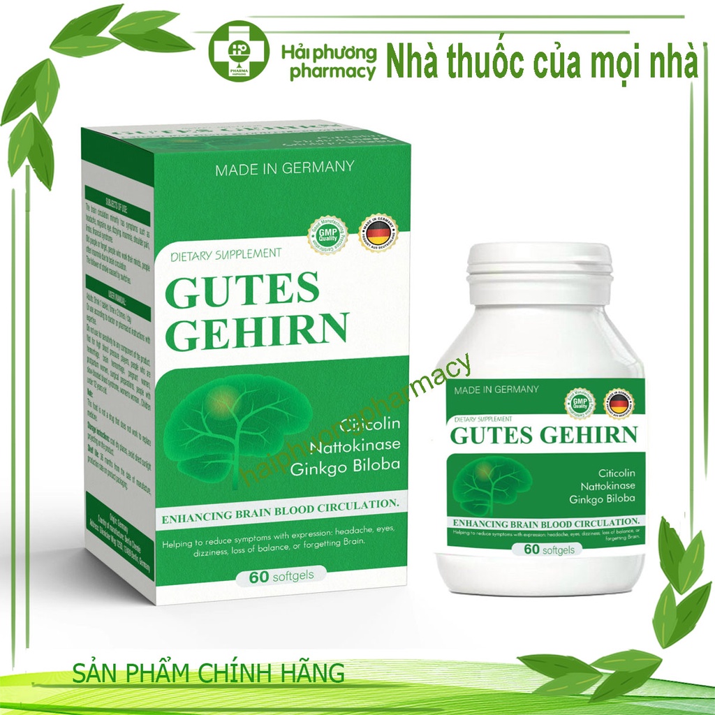 GUTES GEHIRN - Hỗ trợ hoạt huyết , tăng cường tuần hoàn não , giảm hình thàn cục máu đông - Nhập khẩu Đức 60 viên