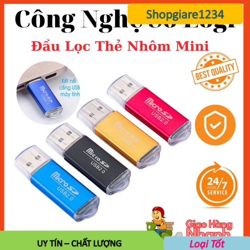 Đầu đọc thẻ nhớ Micro SD/Micro SDHC Vỏ nhôm, nhiều màu