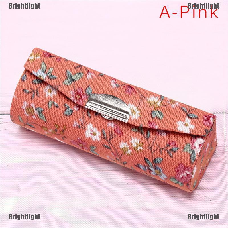 [Bright] Lipstick Case Retro EmbroideRed Holder Flower Design With Mirror Packaging Box [Light]