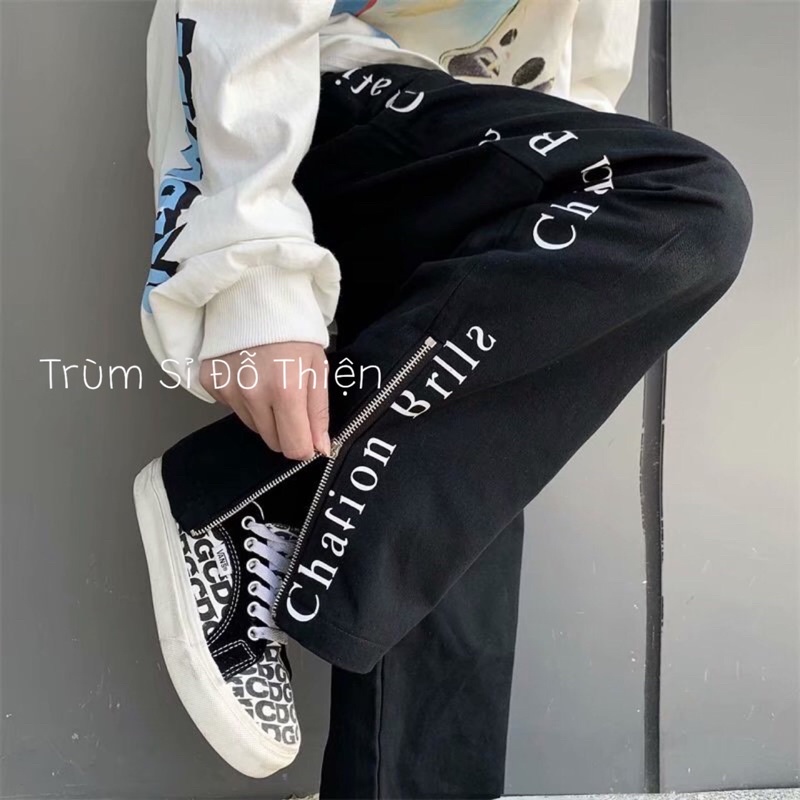 Quần Kaki ống rộng suông Unisex khoá zip phong cách Ulzzang siêu hot 2022