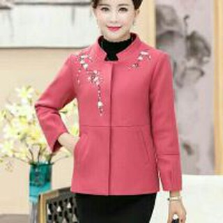 Áo khoác trung niên áo dạ cho mẹ cho bà (màu đỏ hồngXL, caramel L)