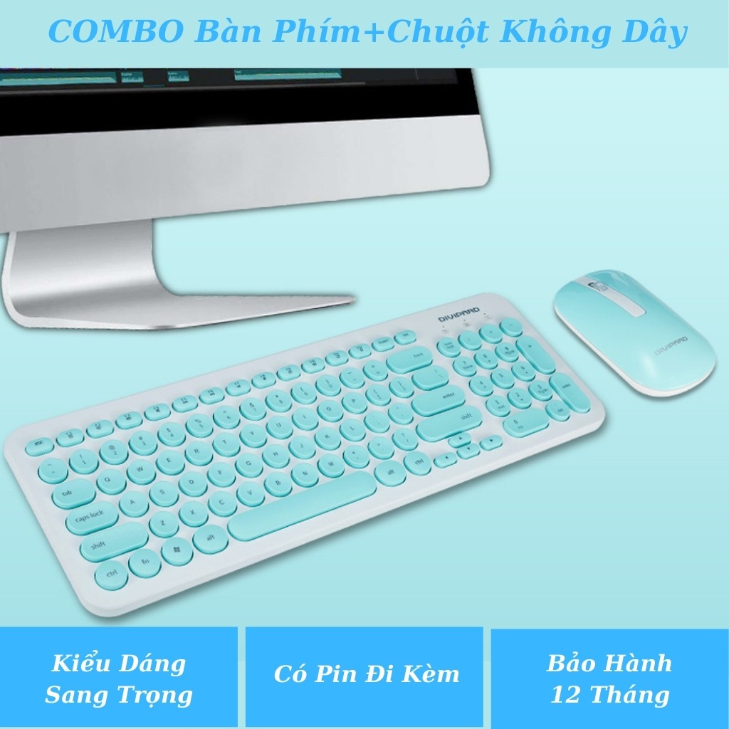 [COMBO]Bàn Phím Không Dây Và Chuột Không Dây DIVIPARD Thiết Kế Sang Trọng