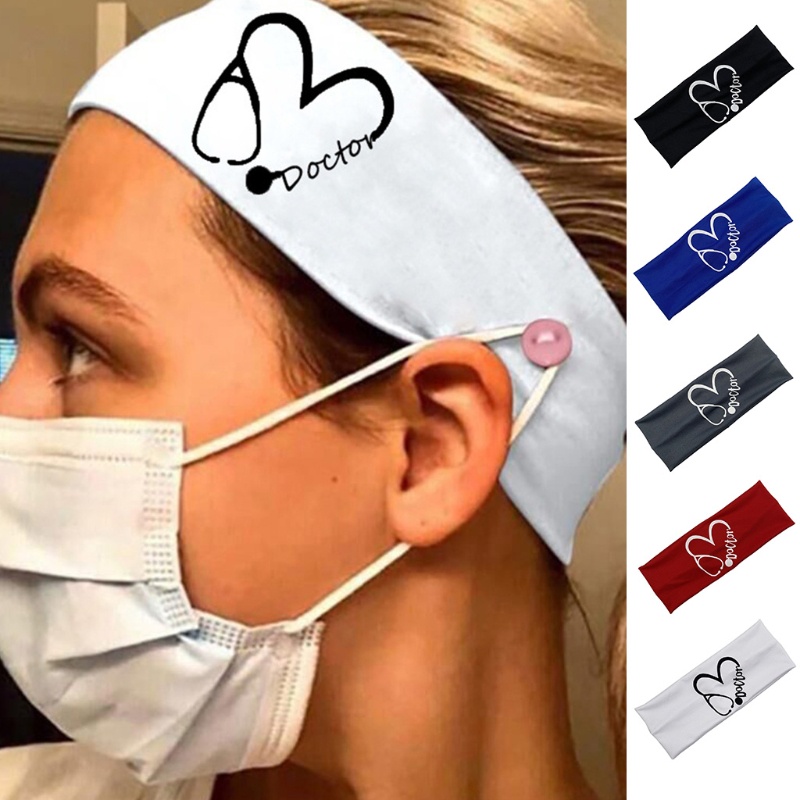 Băng Đô Cài Tóc Co Giãn Chống Trượt In Họa Tiết Trái Tim