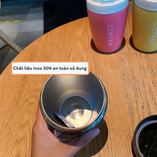 Cốc giữ nhiệt coffee có ống hút, ly giữ nhiệt inox 304 cao cấp tiện lợi kèm 2 đầu uống