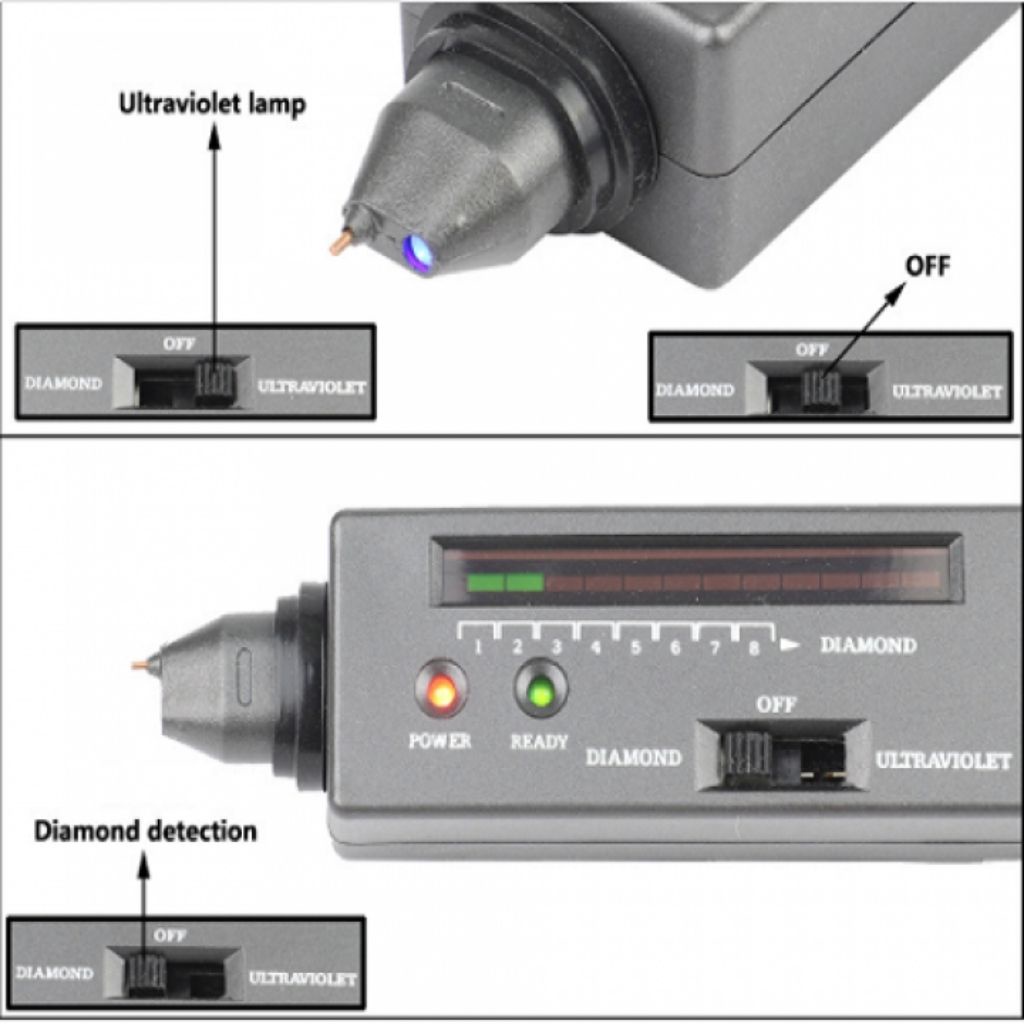 Bút thử kim cương Diamond Sure chính hãng bút thử đá quý kèm ánh sáng tím Uv máy thử kim cương JSP
