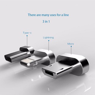 Cáp sạc nam châm 3 đầu đa năng Lightning,Micro USB,Type C
