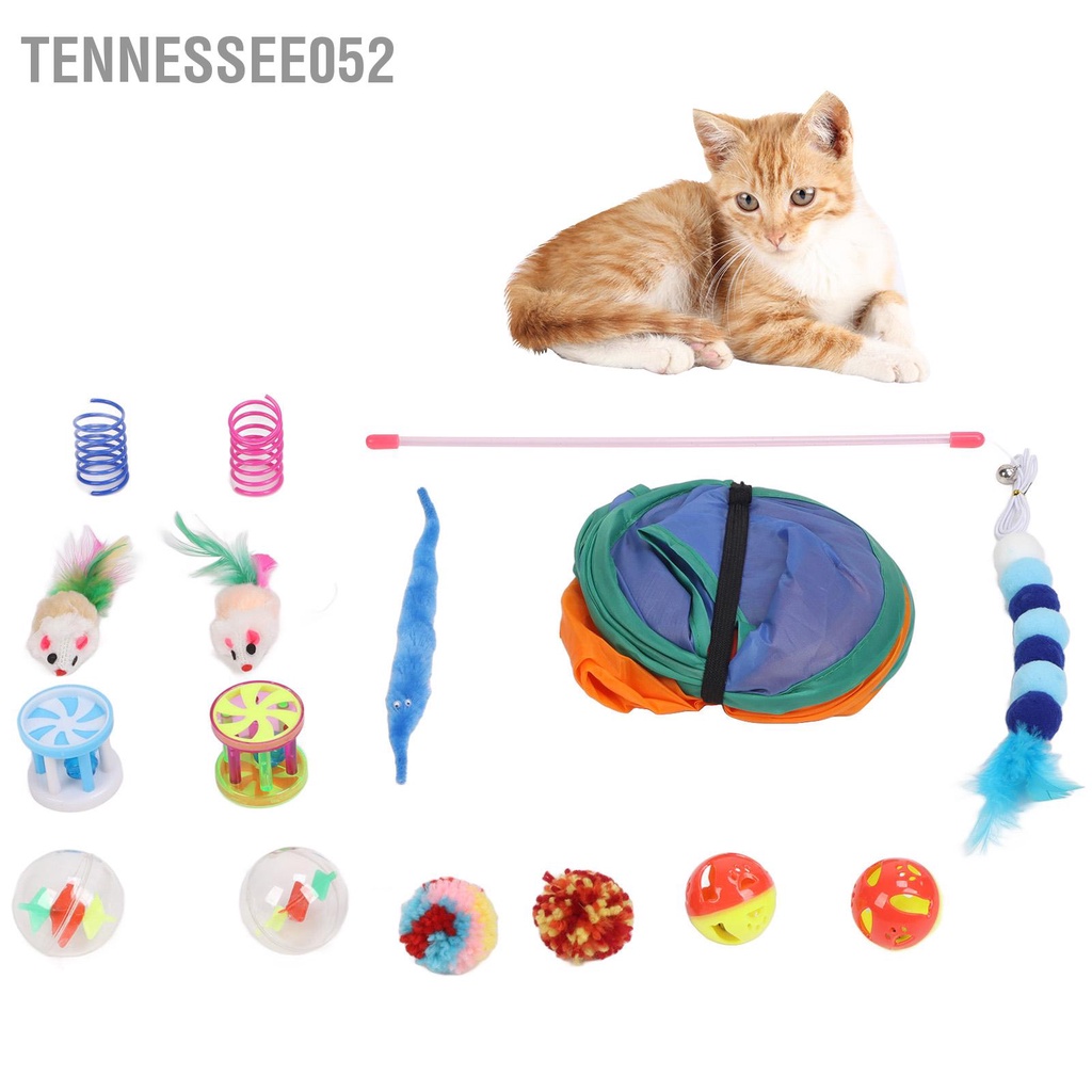 Tennessee052 15 cái Bộ đồ chơi cho mèo Tương tác Độc hại Lều bóng Chuột Springs Vui nhộn Kitten Loại
