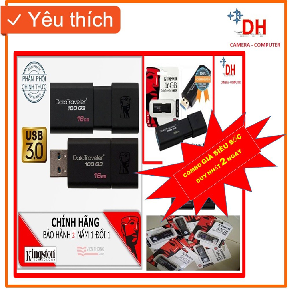 USB 3.0 Kingston 16/32/64 gb Data Traveler 100G3 Chính hãng FPT