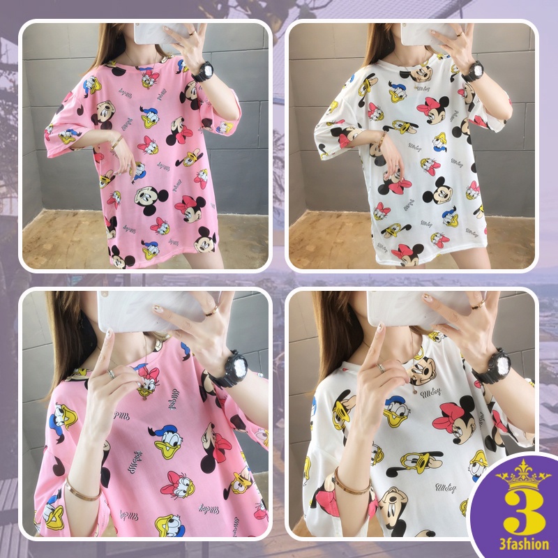 Áo Thun Nữ Tay Lỡ Form Rộng Họa Tiết Mickey-Vịt Donal Dễ Thương Vải Cao Cấp Bền Đẹp Thoáng Mát - MSP T09