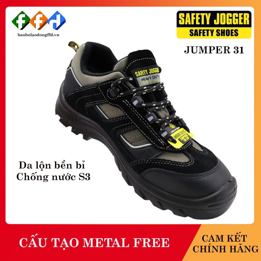 Giày bảo hộ lao động nam Jogger Jumper 31 chống đinh/nước/va đập,trơn trượt,da thật,Giày công trình,form thể thao[FFD]