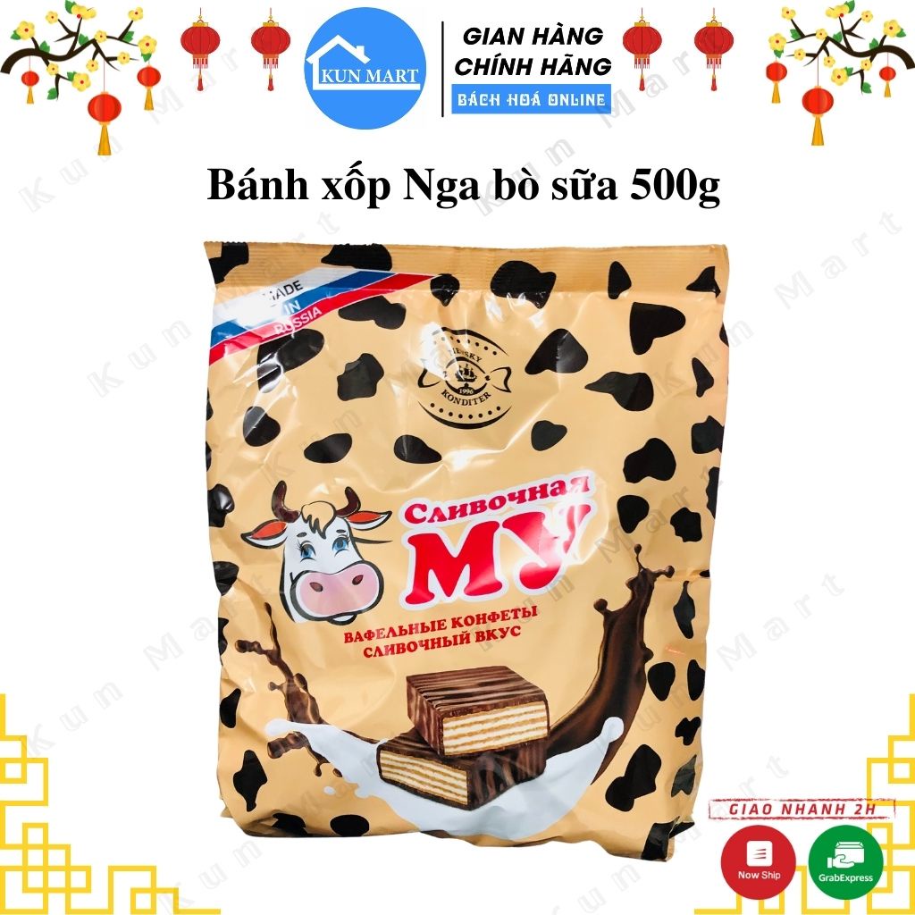 Bánh xốp 💖 Bánh xốp phủ socola bò sữa Nga thơm ngon hấp dẫn túi 500g