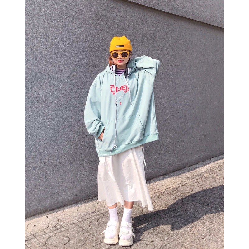 Áo hoodie da cá in chữ Hàn | BigBuy360 - bigbuy360.vn