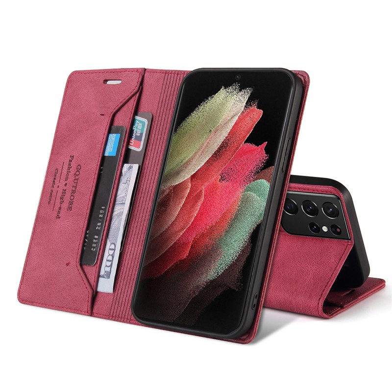 Bao da điện thoại có ngăn đựng ví phong cách retro cho Samsung S21 S20 FE Ultra S10 S9 S8 Plus Note 10 Lite 9 8