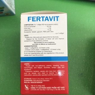 Fertavit giúp giảm thiếu máu do thiếu sắt ( Hộp 10 vỉ* 10 viên)