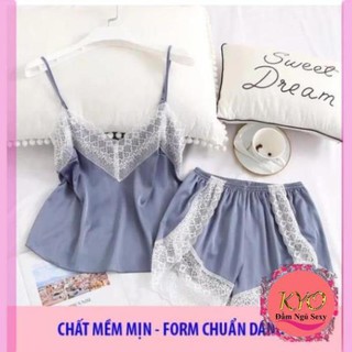 [  Siêu Đẹp- LOẠI I] Đồ bộ đẹp - Bộ ngủ lụa satin Phối ren