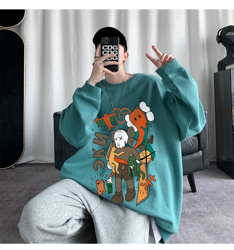 Áo ấm tay dài dáng rộng cổ tròn cá tính cho nam | BigBuy360 - bigbuy360.vn