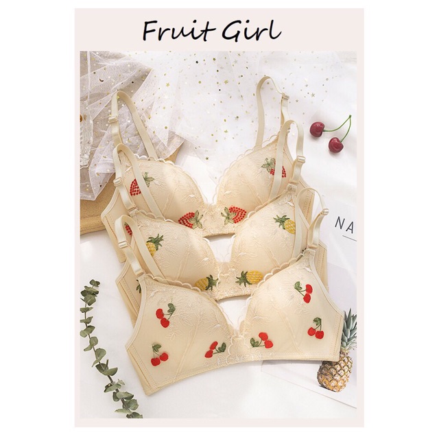 Bán Sỉ Áo Lót Fruit GirlSu Ren Hoa Quả Nhiệt Đới Không Gọng Nâng Ngực Xuất Nhật