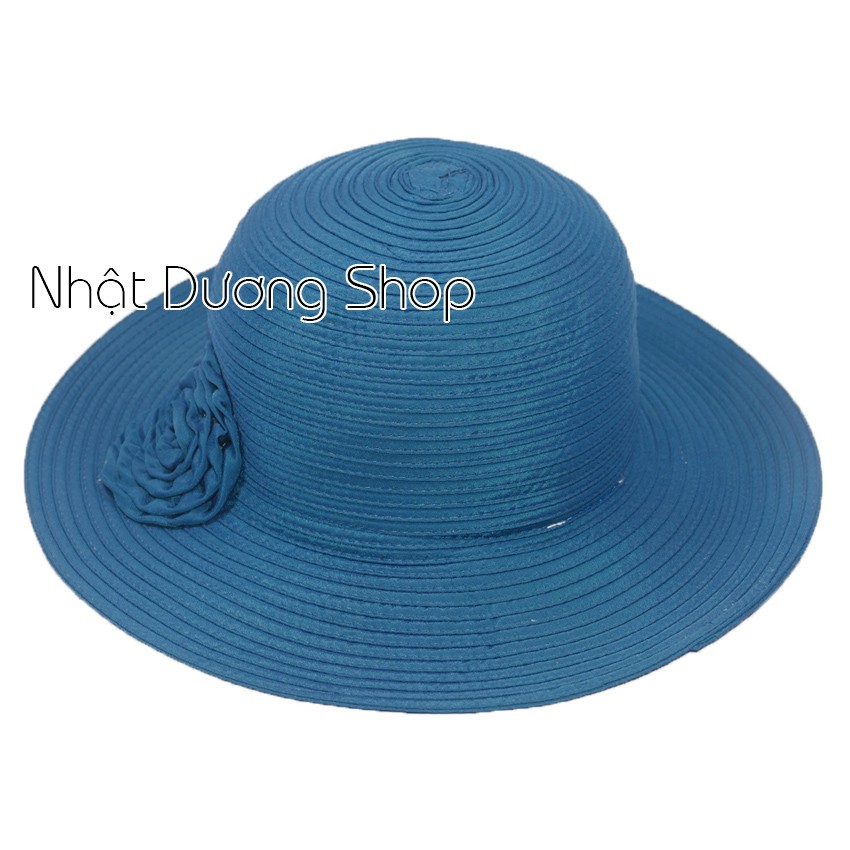 [ FREESHIP ] Nón bo nữ rộng vành 8cm có gắn hoa với chất liệu cói cao cấp, sang trọng che nắng cực tốt