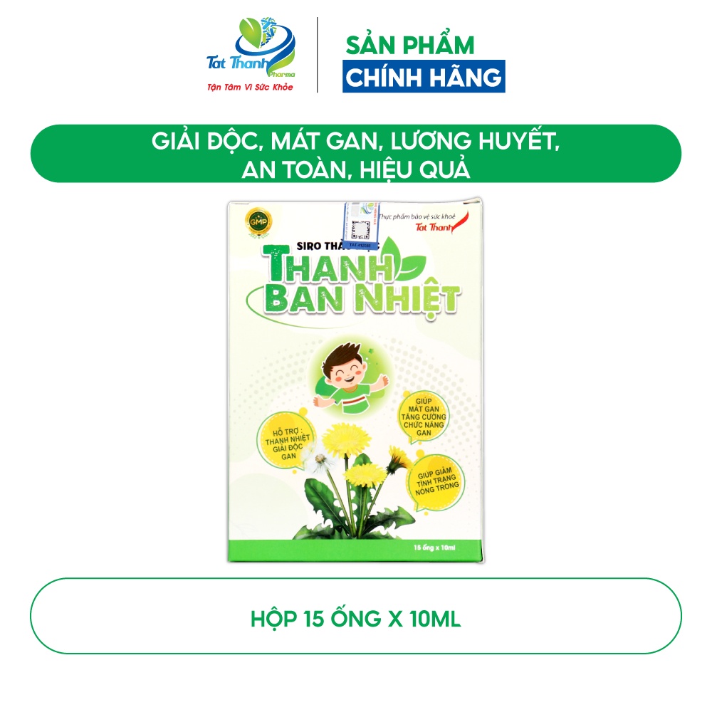 Siro thảo mộc Thanh Ban Nhiệt Tất Thành Pharma mát gan giảm nóng trong cho trẻ hộp 15 ống