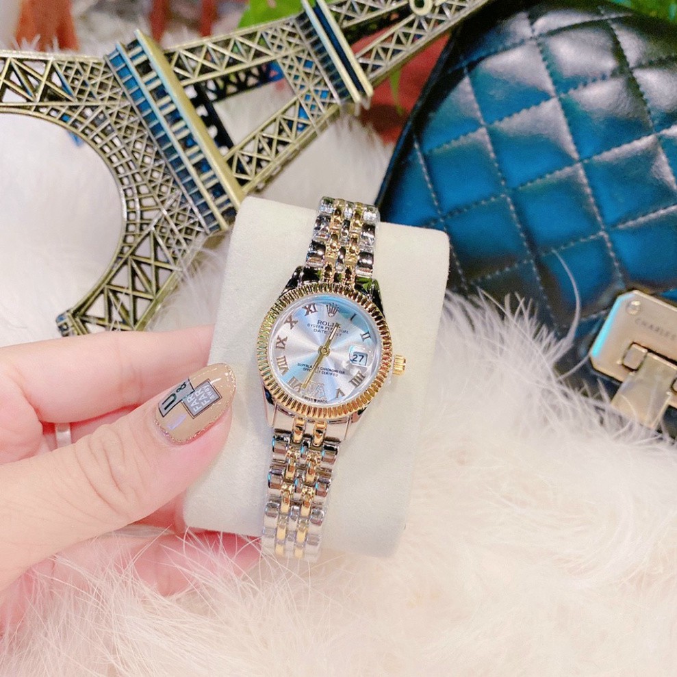 Đồng hồ nữ Rolex, dây thép không girm hàng full box, thẻ bảo hành 12 tháng - Dongho.rolex