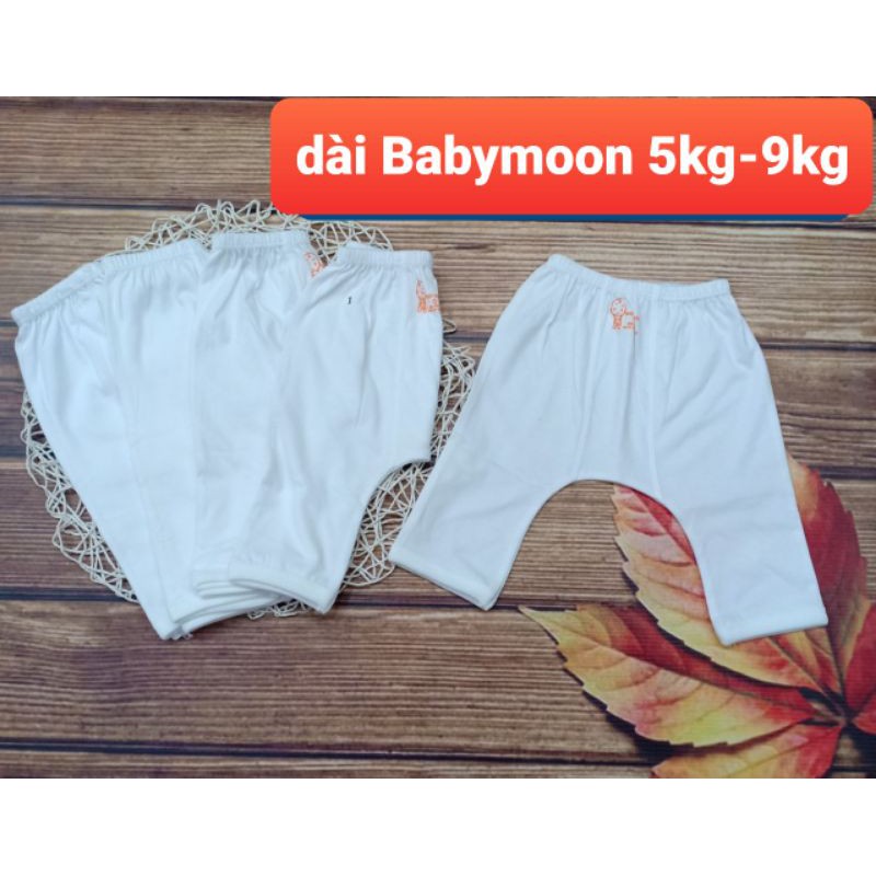 Set 5 quần dài mặc bỉm màu trắng Baby Moon cho bé từ sơ sinh đến 9kg