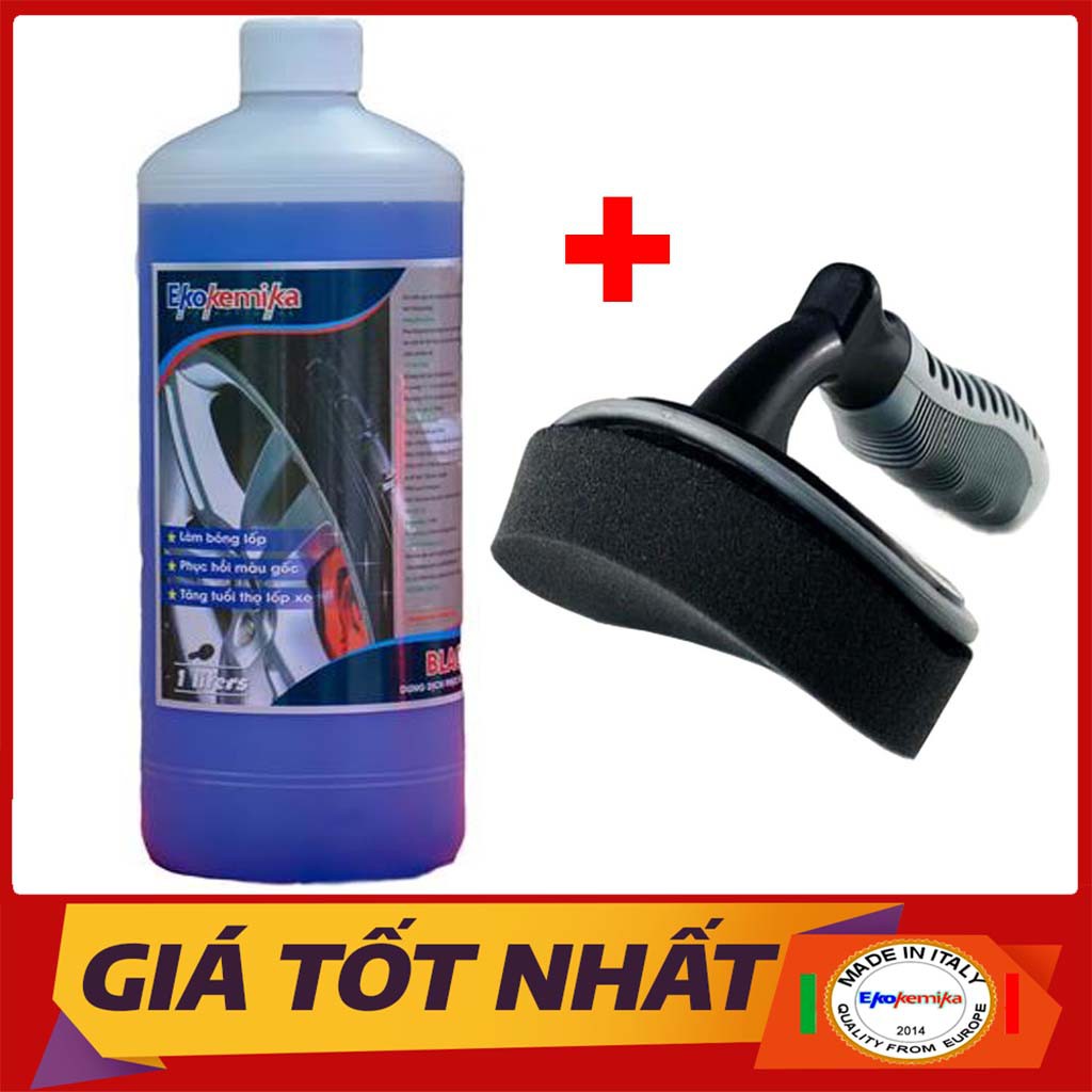 Combo Dung Dịch Dưỡng Đen Bóng Lốp Xe + Chổi Quét Bóng Lốp