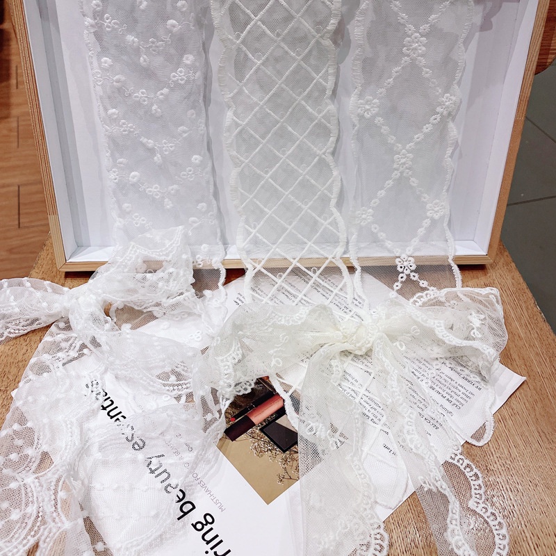 Băng Đô Cài Tóc Phối Ren Và Ngọc Trai Dễ Thương Phong Cách Hàn Quốc