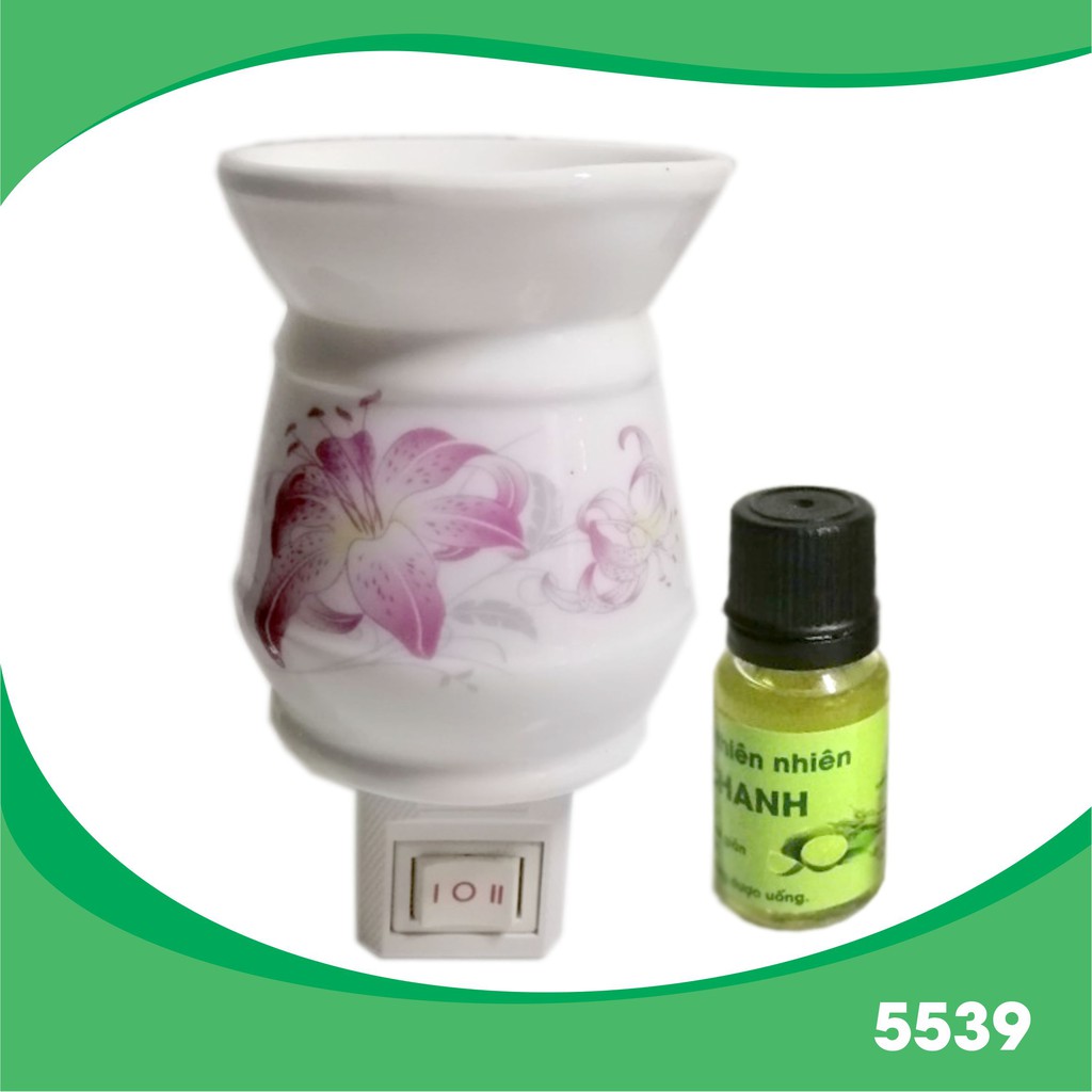 Combo đèn ngủ xông tinh dầu cắm tường hình hoa và tinh dầu sả chanh nguyên chất 10 ml