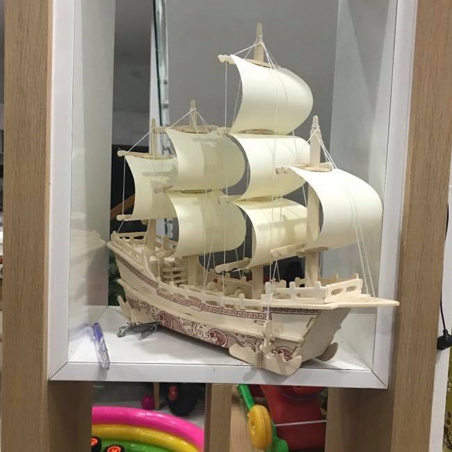 Đồ chơi lắp ráp gỗ 3D Mô hình Thuyền Thương Gia Merchant Ship